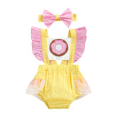 Donuts - Ruffled Sleeve Donut  Romper 2 piece Set.